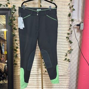 Black and Green Women's Riding Pants